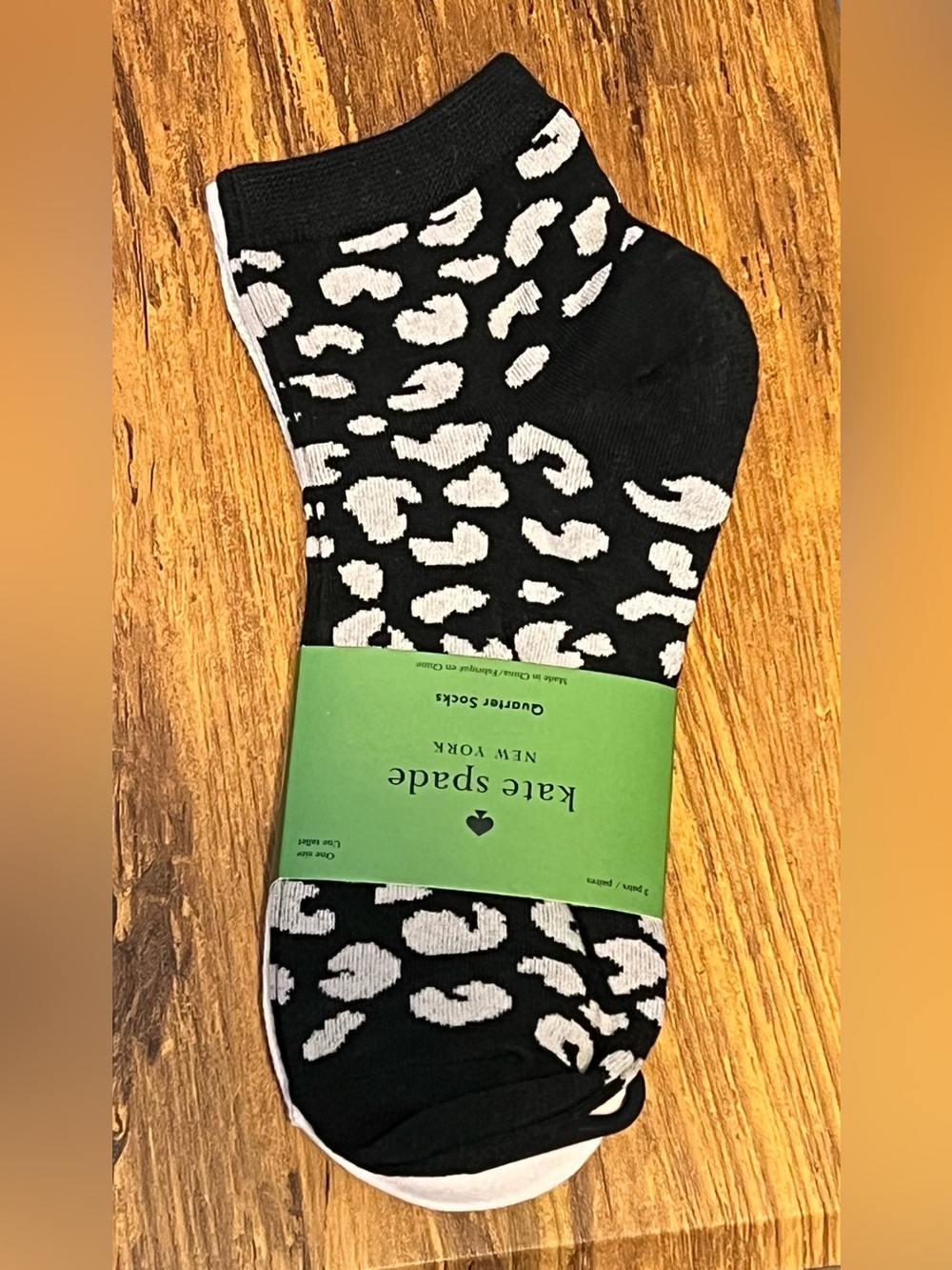kate spade New York Leopard Gray and Pink Women’s Quarter Socks 3-pack NWT
